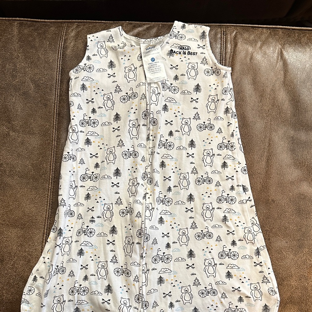 Halo Sleep Sack - White with Black Bear Print